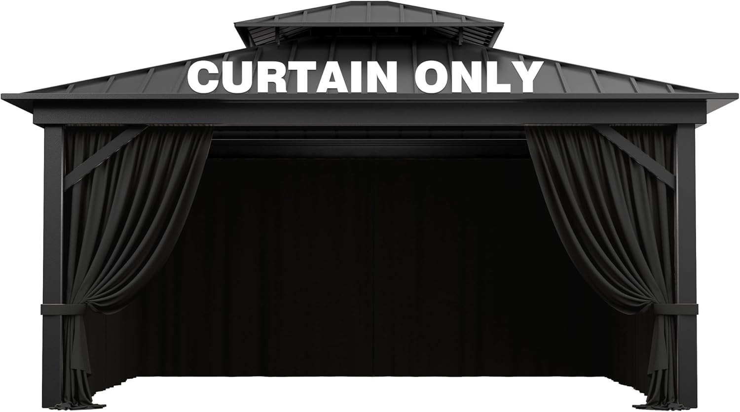 Outdoor Gazebo Curtain Replacement Universal 4-Panel Sidewalls 12' X 14',Outdoor Patio Waterproof Privacy Curtain with Double Zipper for Patio,Garden, and Backyard (Curtain Only)
