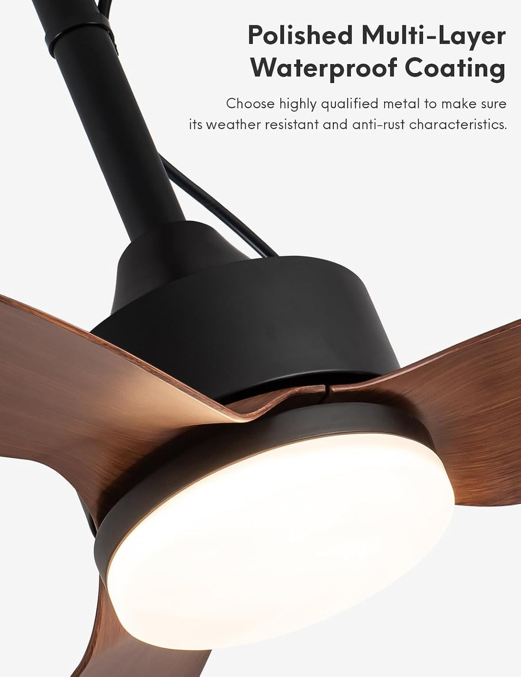EKIZNSN 39' IP65 Waterproof Outdoor Gazebo Fan, Plug-In Wet Rated Ceiling Fan for Patios Pergola Garage Outside Porch, Brown