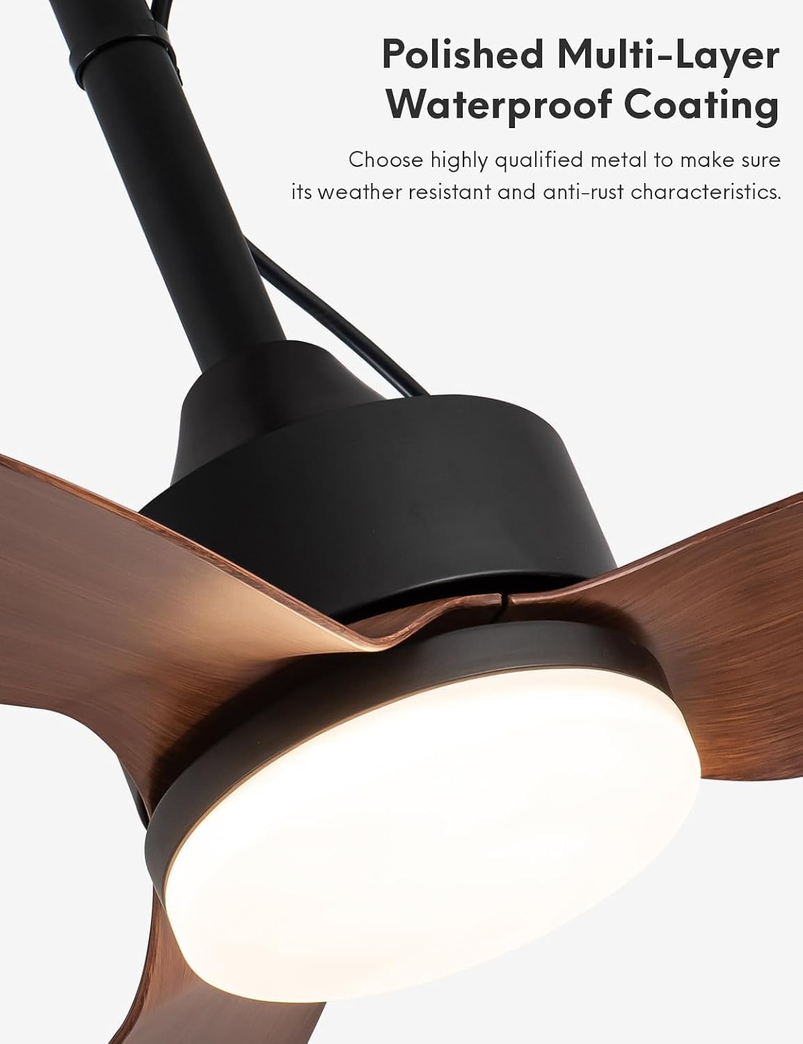 EKIZNSN 39' IP65 Waterproof Outdoor Gazebo Fan, Plug-In Wet Rated Ceiling Fan for Patios Pergola Garage Outside Porch, Brown