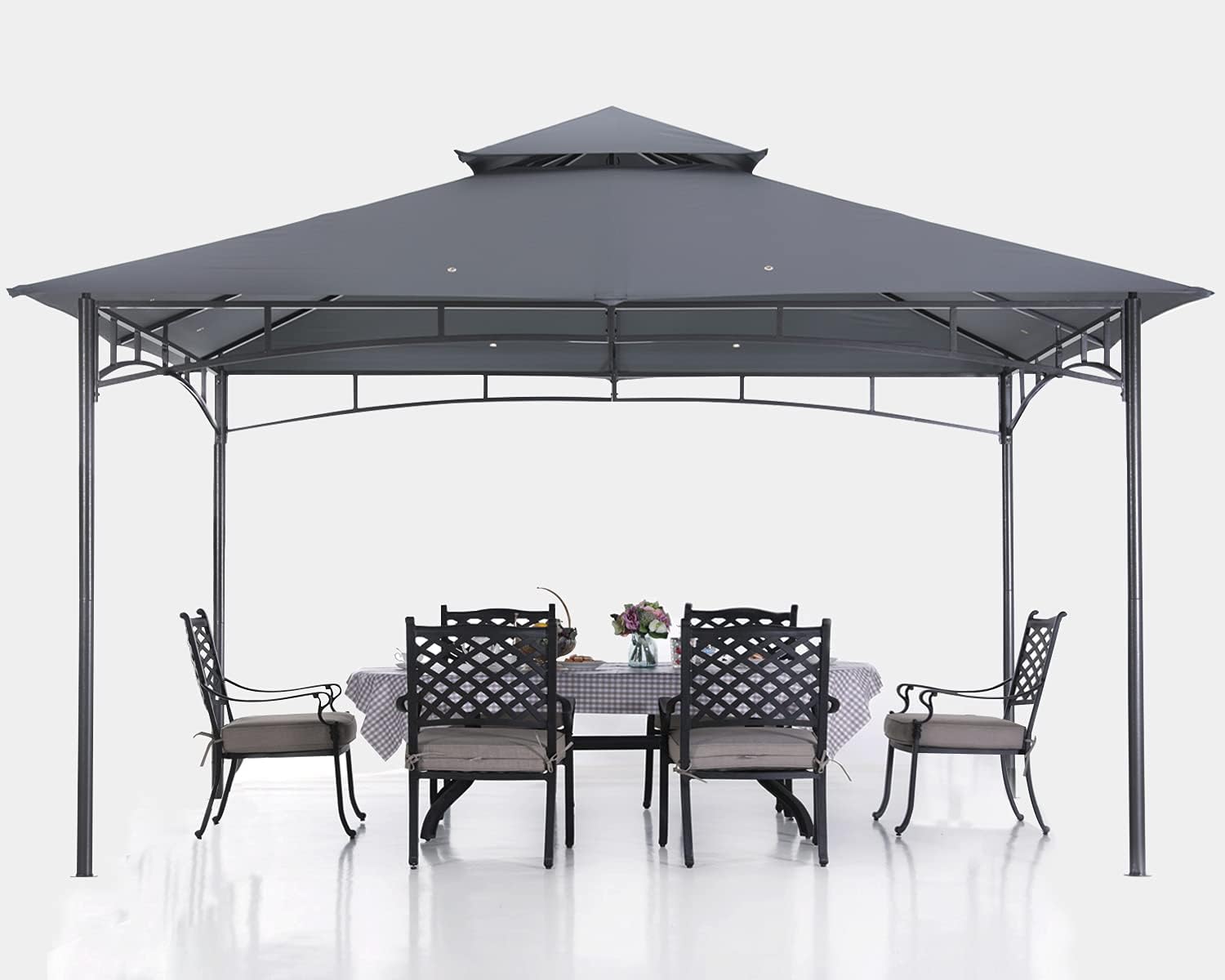 ABCCANOPY Gazebos for Patios 10x12 - Outdoor Steel Frame Gazebo for Lawn Backyard Garden Deck (Dark Gray)