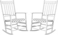Outsunny Outdoor Rocking Chair Set of 2, Patio Rocking Chair with Smooth Curves, High Density Wooden Rockers for Lawn Garden Porch, Supports Up to 350lbs, White