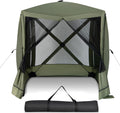 KOTEK 4 Sided Pop Up Gazebo, Outdoor Canopy Shelter with Mesh Walls, Portable Carry Bag, 2 Wind Cloth, 4 Person Screen Tent for Camping Traveling Hiking Patios Lawn Backyard, 6.7x6.7 ft (Green)
