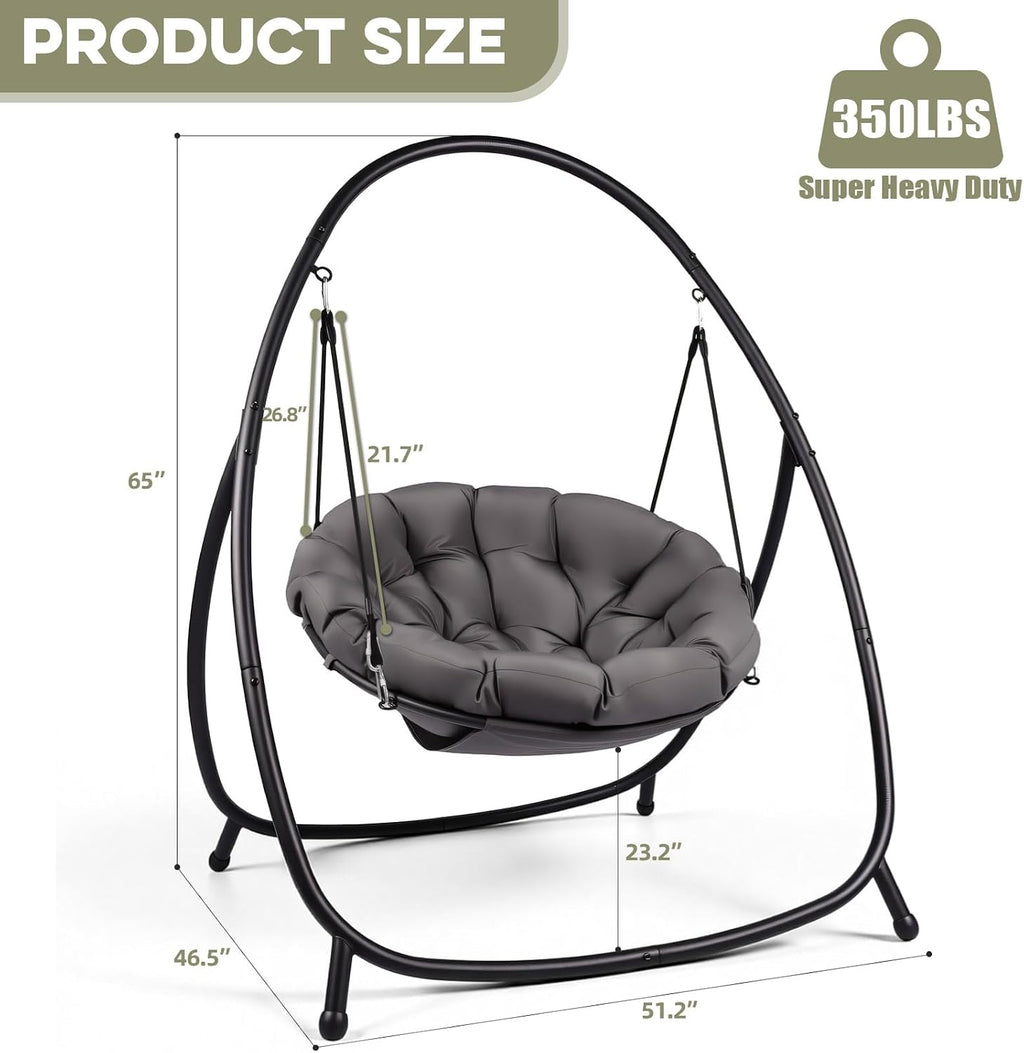 ZZW Hammock Hanging Chair with Stand Round-Shaped Swing Chair Indoor with Padded Cushion for Outdoor Bedroom Patio Balcony