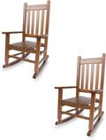 Kids Rocking Chair Set of 2 for Toddler & Children Comfy Recliner Wooden Rocker for Baby Girls Outdoor Lounge Child for Age 6-10 Indoor Anti-Tip Design Safe & Sturdy Brown