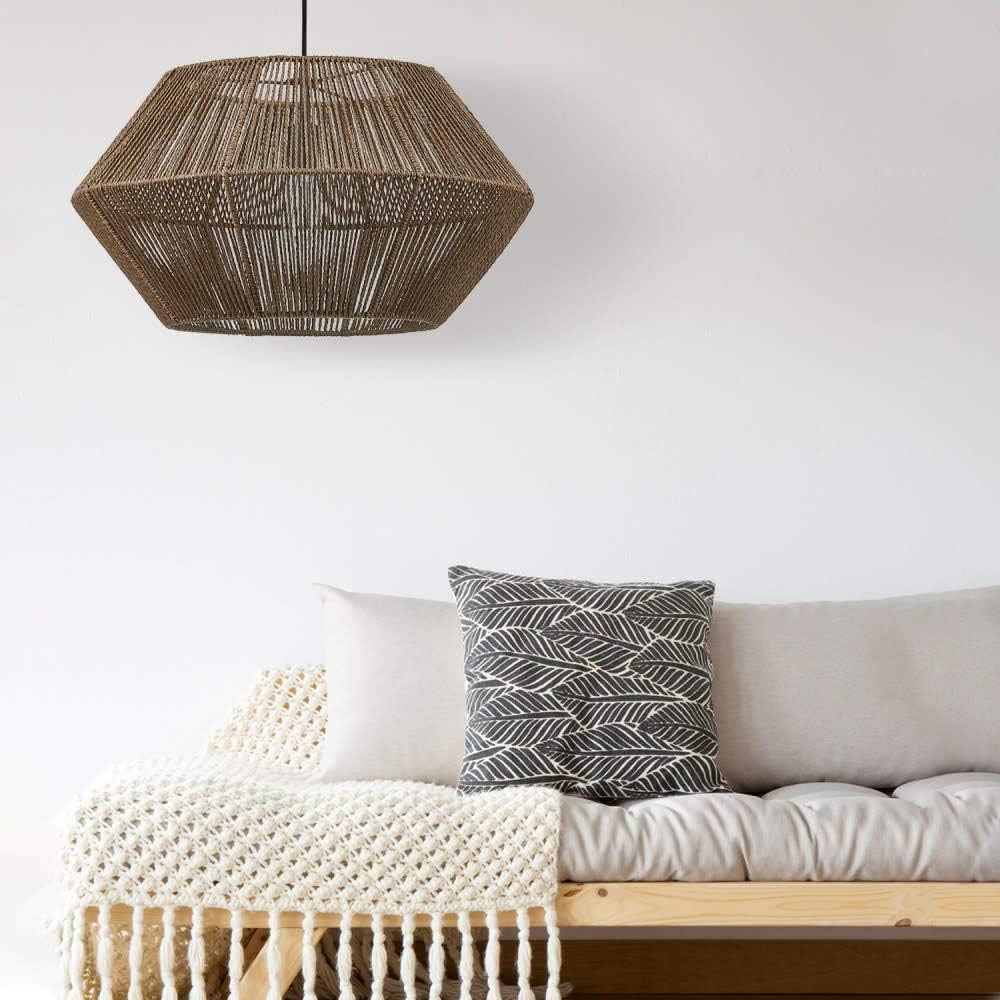 Globe Electric 60530 Malay 1-Light Pendant Light, Natural Twine Shade, Black Hanging Cord, 220 Lumen