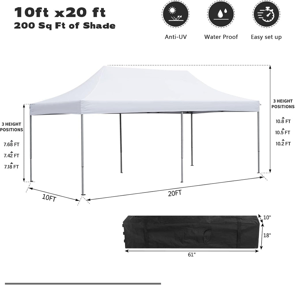 10x20 ft Pop up Canopy Tent, Wonlink Folding Heavy Duty Height Adjustable Shelter Gazebos with Wheeled Bag