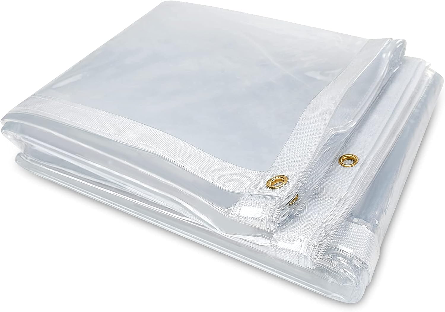 8 x 20FT Outdoor Clear Tarp Curtain Waterproof Wind-Proof 24 Mil Transparent Vinyl Tarp for Patio Pergola Garden Canopy Rainproof Anti-Tear PVC Thick Cover with Grommets