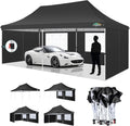 COBIZI 10x20ft Pop Up Canopy Tent with 6 Removable Sidewalls, Easy Up Commercial Canopy, Waterproof and UV50+ Gazebo with Portable Bag, Adjustable Leg Heights,Party Tents for Parties, with 4 Sandbags