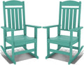 NAVINE Outdoor Rocking Chairs Set of 2, Oversized High Back Patio Rocking Chairs, All Weather Porch Rocking Chairs for Outside. Lake Blue