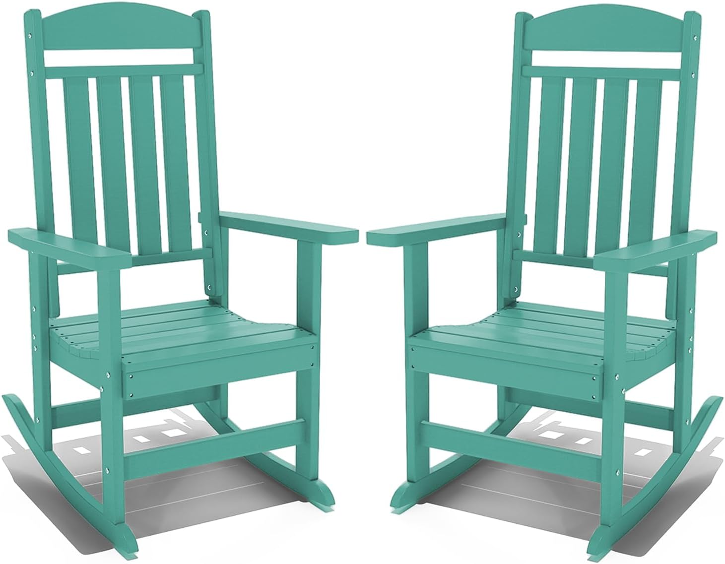 NAVINE Outdoor Rocking Chairs Set of 2, Oversized High Back Patio Rocking Chairs, All Weather Porch Rocking Chairs for Outside. Lake Blue