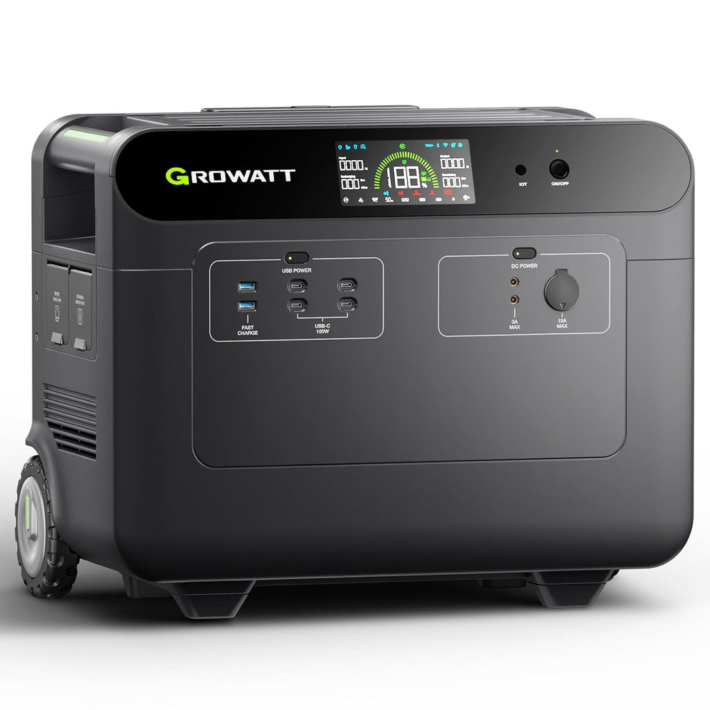 GROWATT 3686Wh Extra Battery for HELIOS 3600 Portable Power Station, LiFePo4 Expansion Battery, 9 DC Outlets for Cell Phone, PC, Tablets or Other Devices, for Home Use, Emergency, Camping and RV
