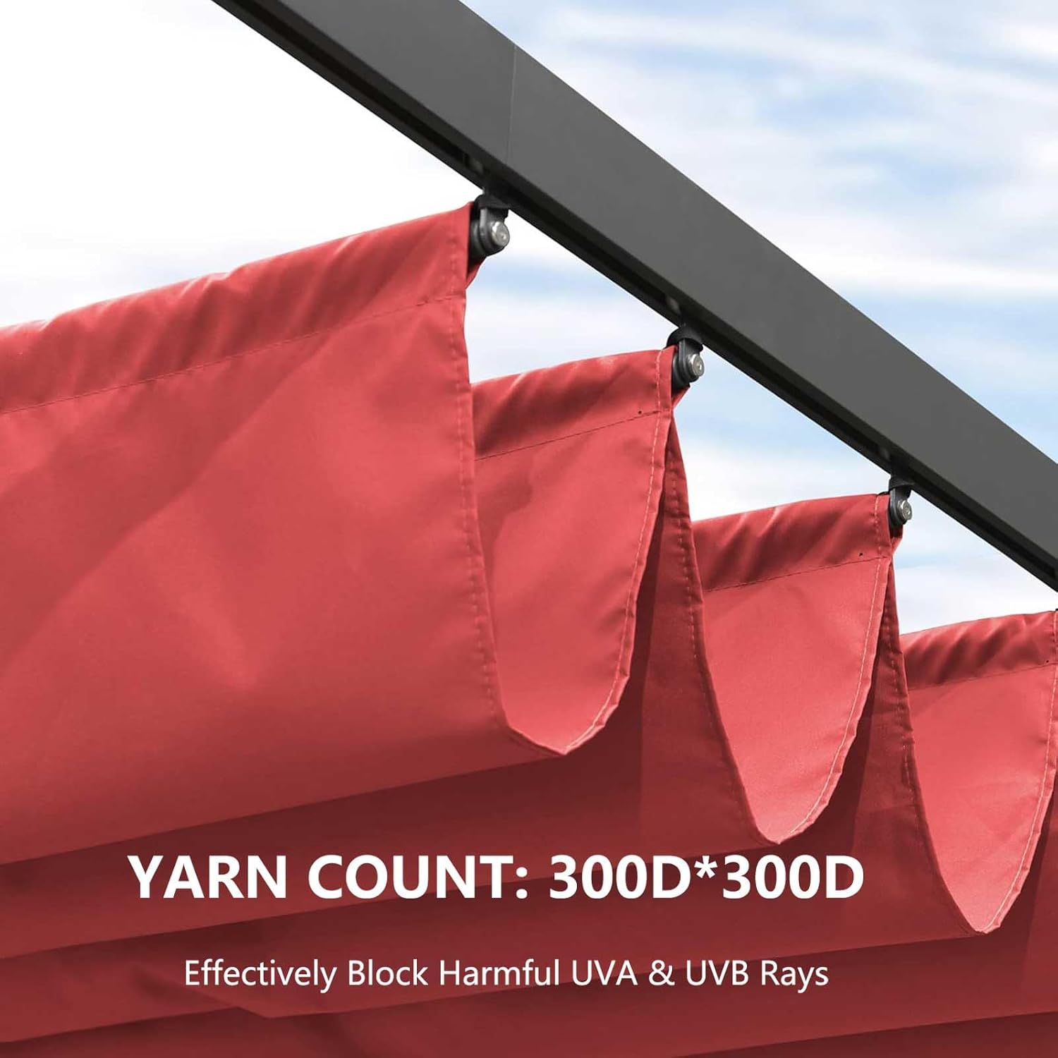 Pergola Shade Cover Replacement Canopy Top Compatible with 10 X 10 ft 6-Bar Pergola Frames - Red (Canopy Size 116' W x 95' L, Canopy Top Only)