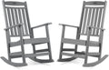 FUNBERRY Outdoor Rocking Chairs Set of 2, HDPE All Weather Poly Lumber Rocker, High Back Patio Rockers Easy Assembly