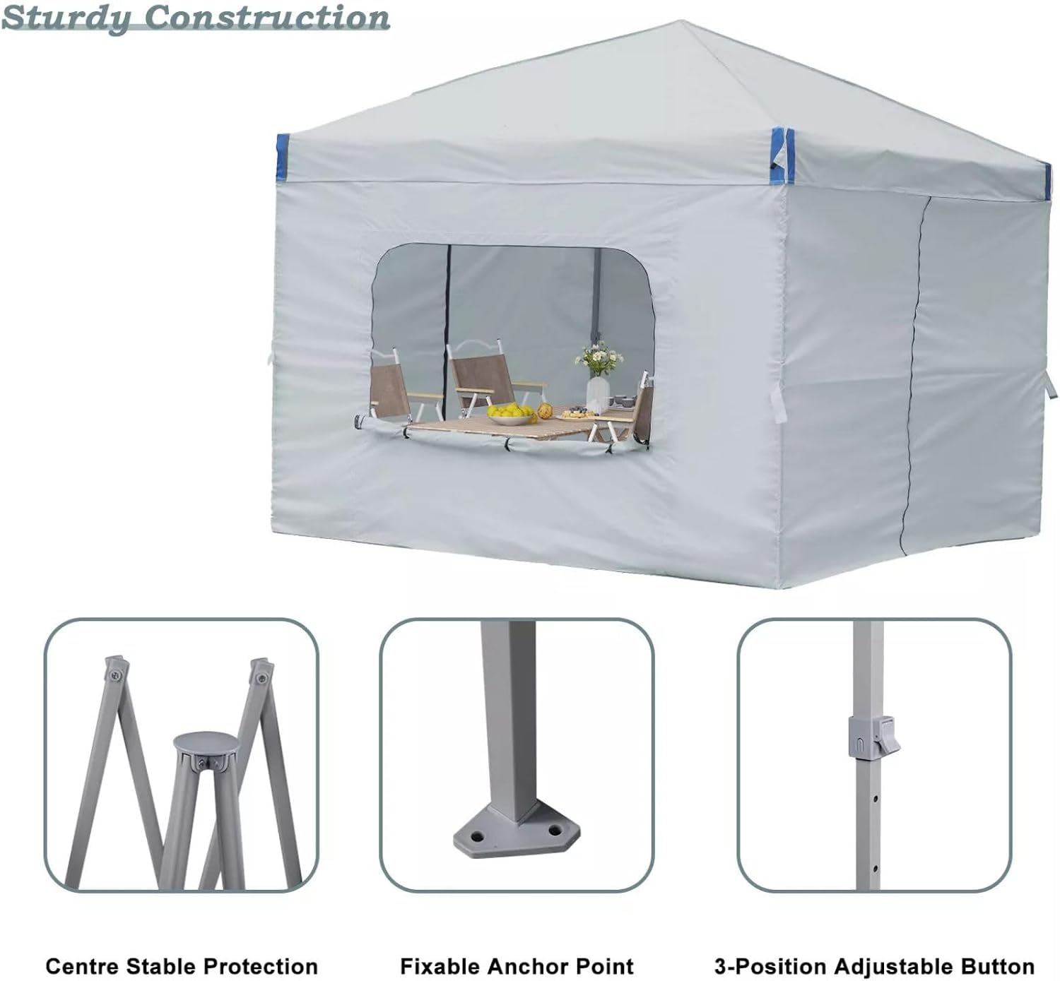 Aoodor 12x12 FT Pop-Up Canopy Tent with Roller Bag and Curtain - Portable Instant Shade, Sturdy Iron Frame, Water-Resistant 210D Oxford Fabric, UV Protection, Ideal for Camping and Outdoor Events