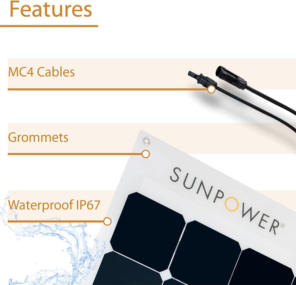 ExpertPower 2 Pieces 100W Flexible Solar Panel| High-Efficiency Module with Monocrystalline Maxeon Solar Cells for RV, Boat, Camping and Generator Charging Applications