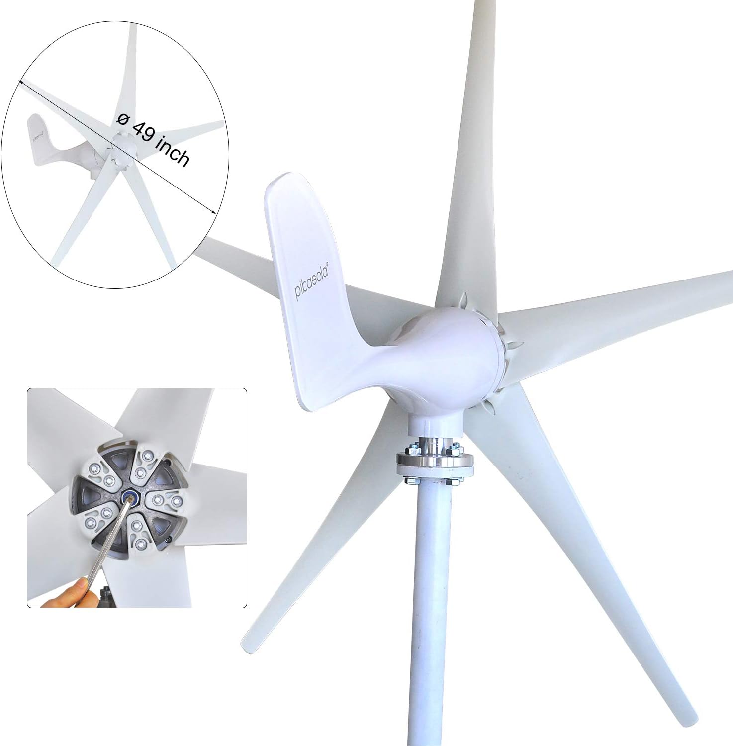 Wind Turbine Generator Kit 400W 24V with 5 Blade, Wind Generator Kit with Charge Controller, Wind Power generator for Marine, RV, Home, Windmill Generator Suit for Hybrid Solar Wind System