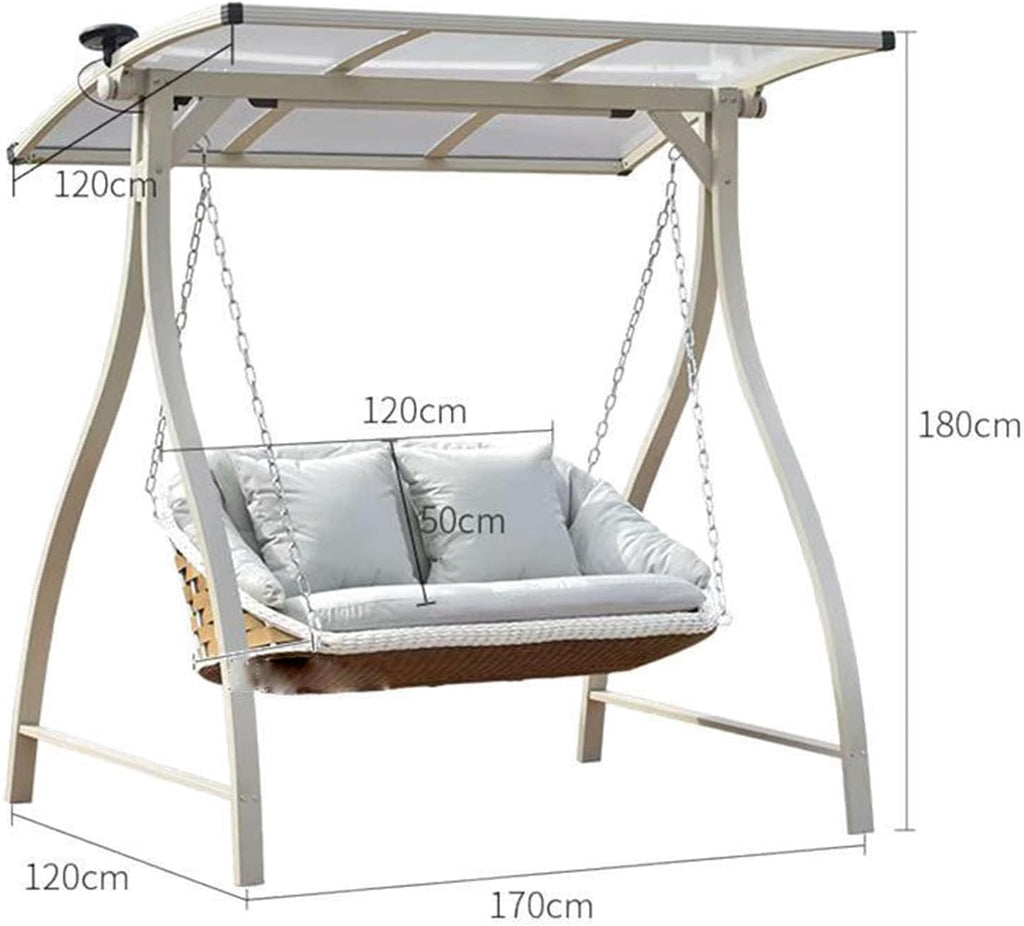 Garden Porch Swing Outdoor Swing Chair Solar cast Aluminum Hanging Chair Rocking Chair Swing Bed Suitable for Garden Poolside (