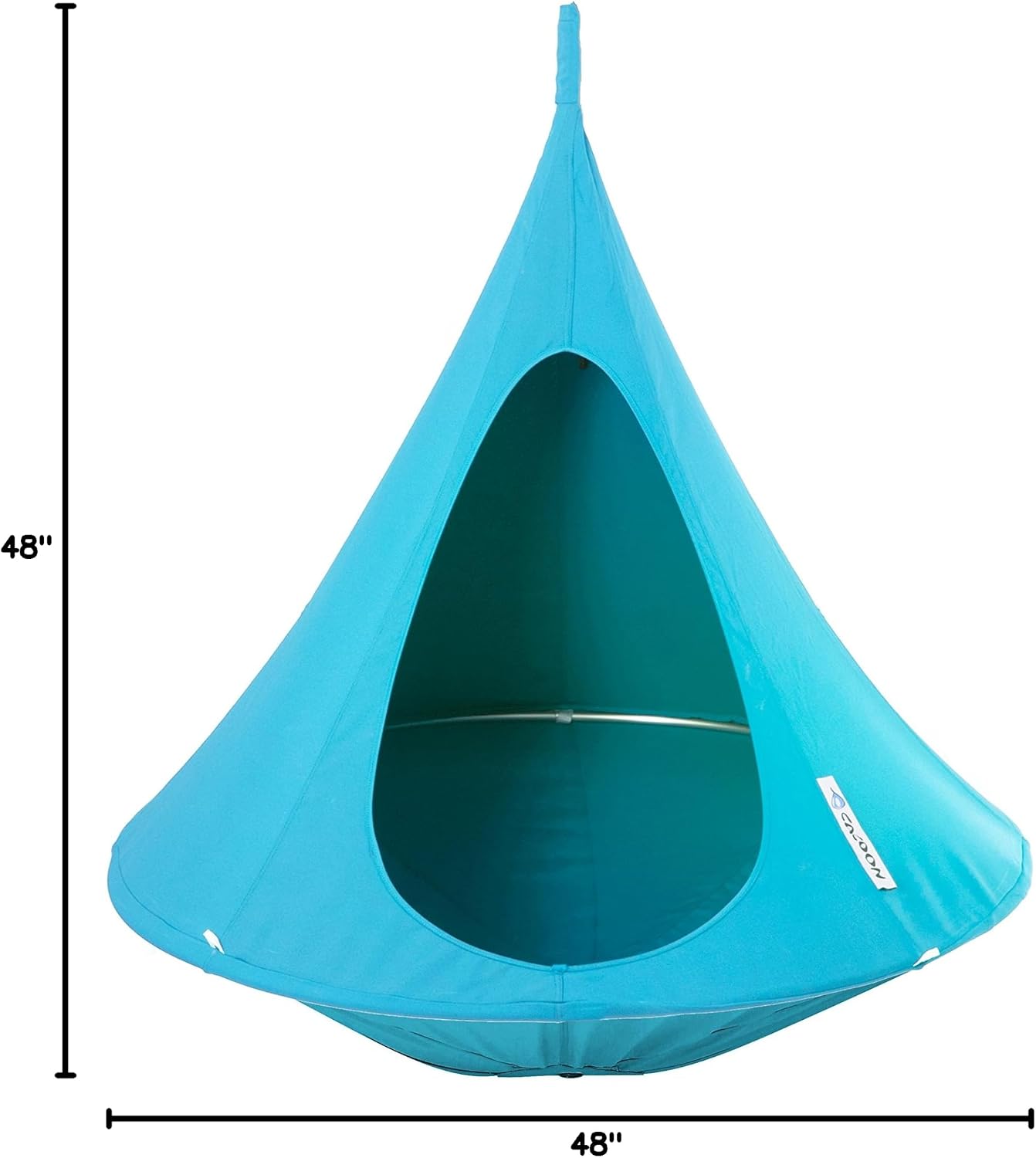 Cacoon Hanging Chair for Kids - Weight Capacity 220Lbs - Outdoor and Indoor Use - Hanging Kit Included - Aluminum Ring for Durability (True Turquoise)