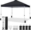 VINGLI 10'x10' Pop Up Canopy Tent with Sandbags & Rolling Bag, Portable Instant Party Tent Waterproof Outdoor Canopy for Outdoor Events, Party, Wedding (Black)