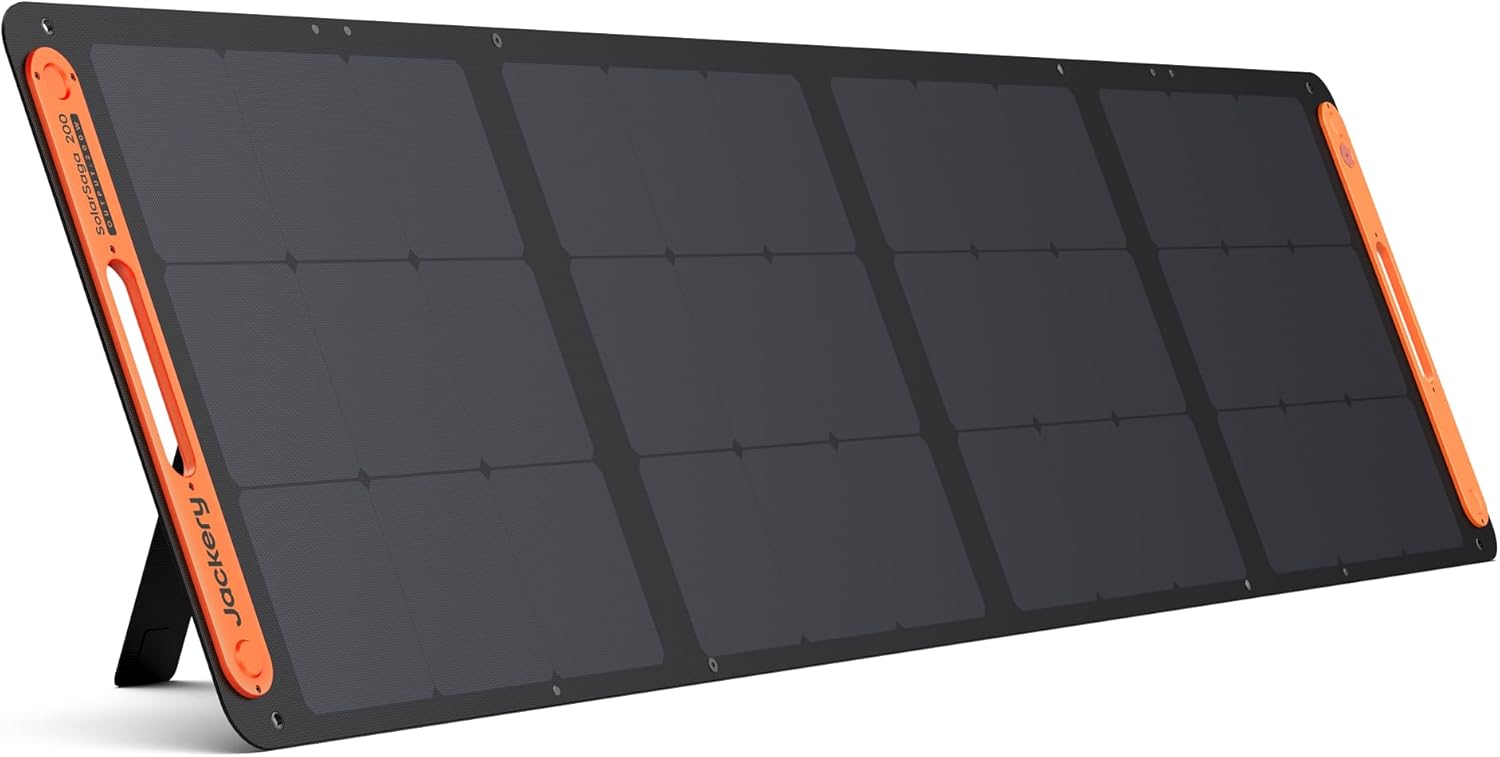 Jackery SolarSaga 200W Portable Solar Panel,IP68 Foldable Bifacial Solar Panels,Compatible with Jackery Explorer Power Station and Solar Generator,for Rooftops Outdoor Camping Off-Grid (Renewed)