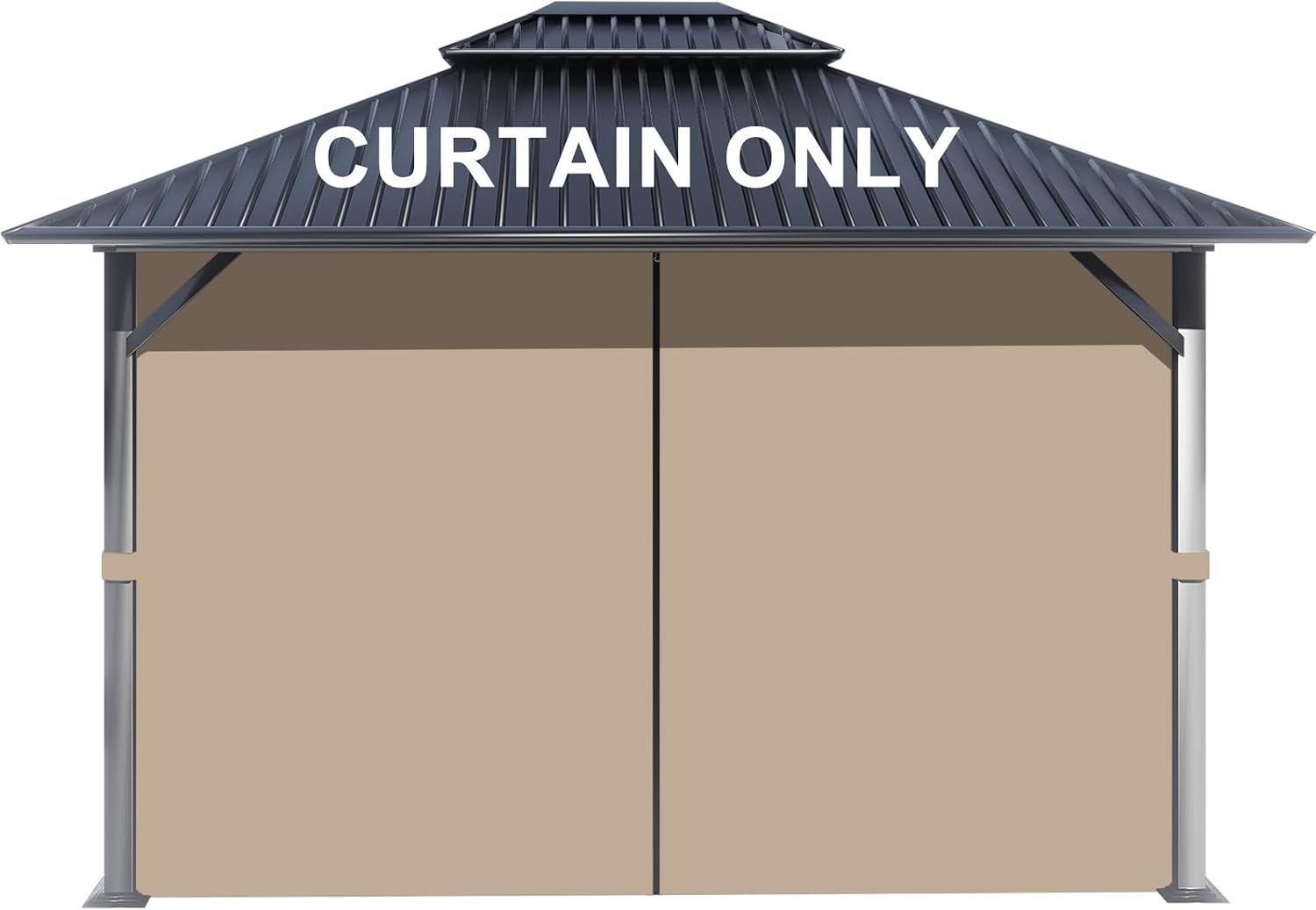 BPS 12' x 16' Gazebo Privacy Curtains with Double Zipper, 4-Panels Side Wall Universal Gazebo Side Panels Replacement for Patio, Outdoor Canopy, Garden and Backyard (Curtain Only)