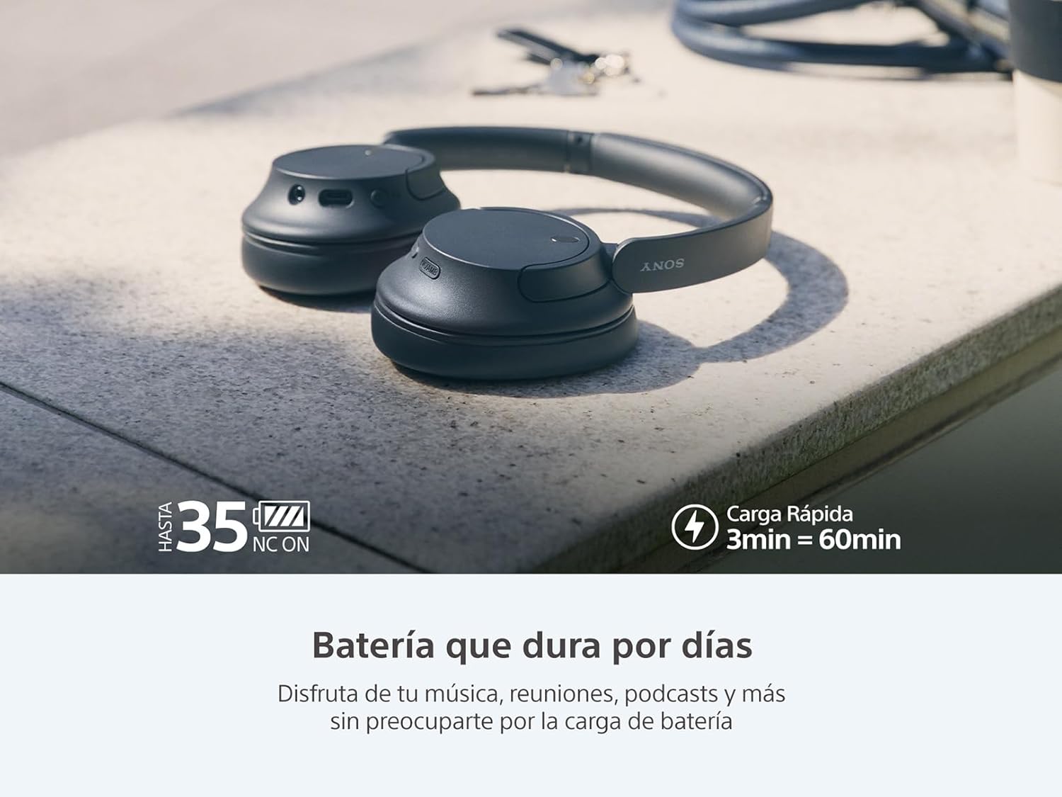 Sony WH-CH720 Noise Canceling Wireless Bluetooth Headphones - Built-in Microphone - up to 35 Hours Battery Life and Quick Charge - White
