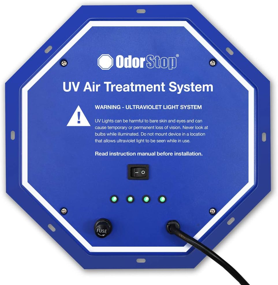 OdorStop OS7212PRO UV Air Purifier with Energy Saving Airflow Sensor and 12-in Bulbs