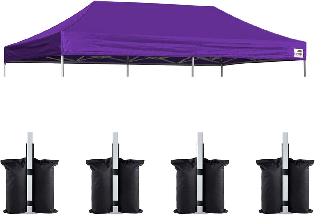 Eurmax USA 10x20 Pop Up Canopy Replacement Top,Universal Instant Canopy Cover ONLY,Heavy Duty UPF 50+ UV Protection,Water & Wind Resistant Tarp,30+ Colors Available,Bonus 4 Sand Bags (Purple)