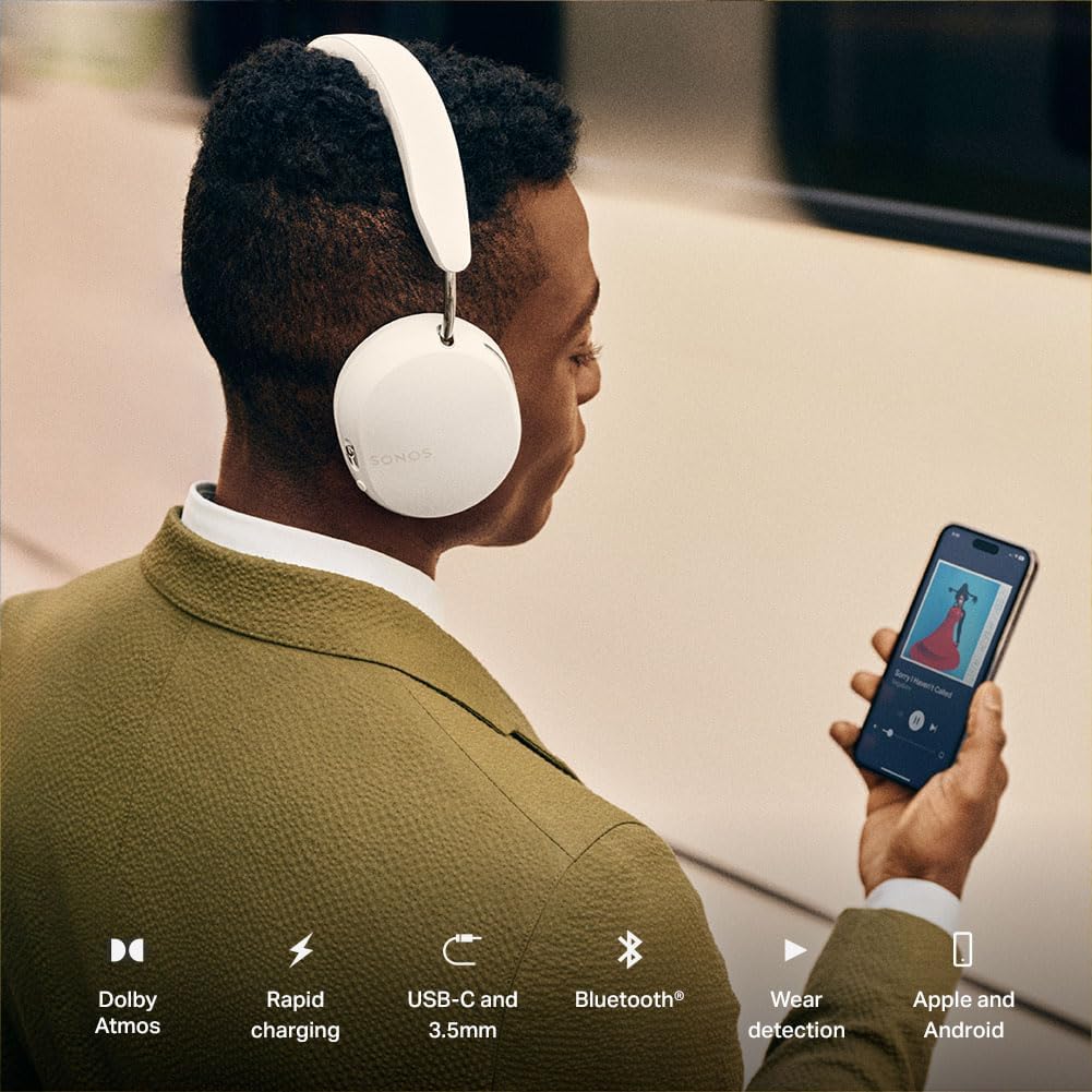 Sonos Ace | Noise Cancelling Wireless Over-Ear Headphones with Bluetooth, 30-Hour Battery Life, Spatial Audio, Dolby Atmos, Dynamic Head Tracking - Black (Pack of 2)