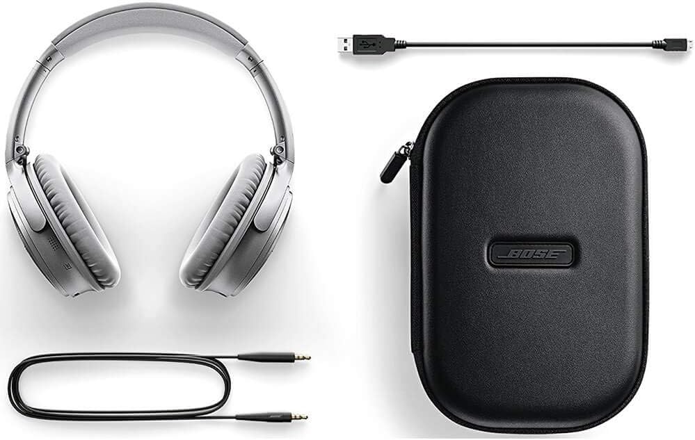 Bose QuietComfort 35 II Noise Cancelling Bluetooth Headphones— Wireless, Over Ear Headphones with Built in Microphone and Alexa Voice Control, Silver
