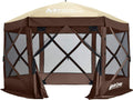 MASTERCANOPY 10x10 Portable Screen House Room Pop up Gazebo Outdoor Camping Tent with Carry Bag (10x10,Beige&Coffee)