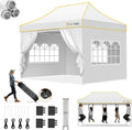 Hoteel 10x15 Pop Up Canopy Tent Heavy Duty with 4 Sidewalls, Waterproof Party Tent, Easy Set-up Commercial Instant Tents with Roller Bag & Sandbags, Hexagonal Leg (1-Year Warranty)