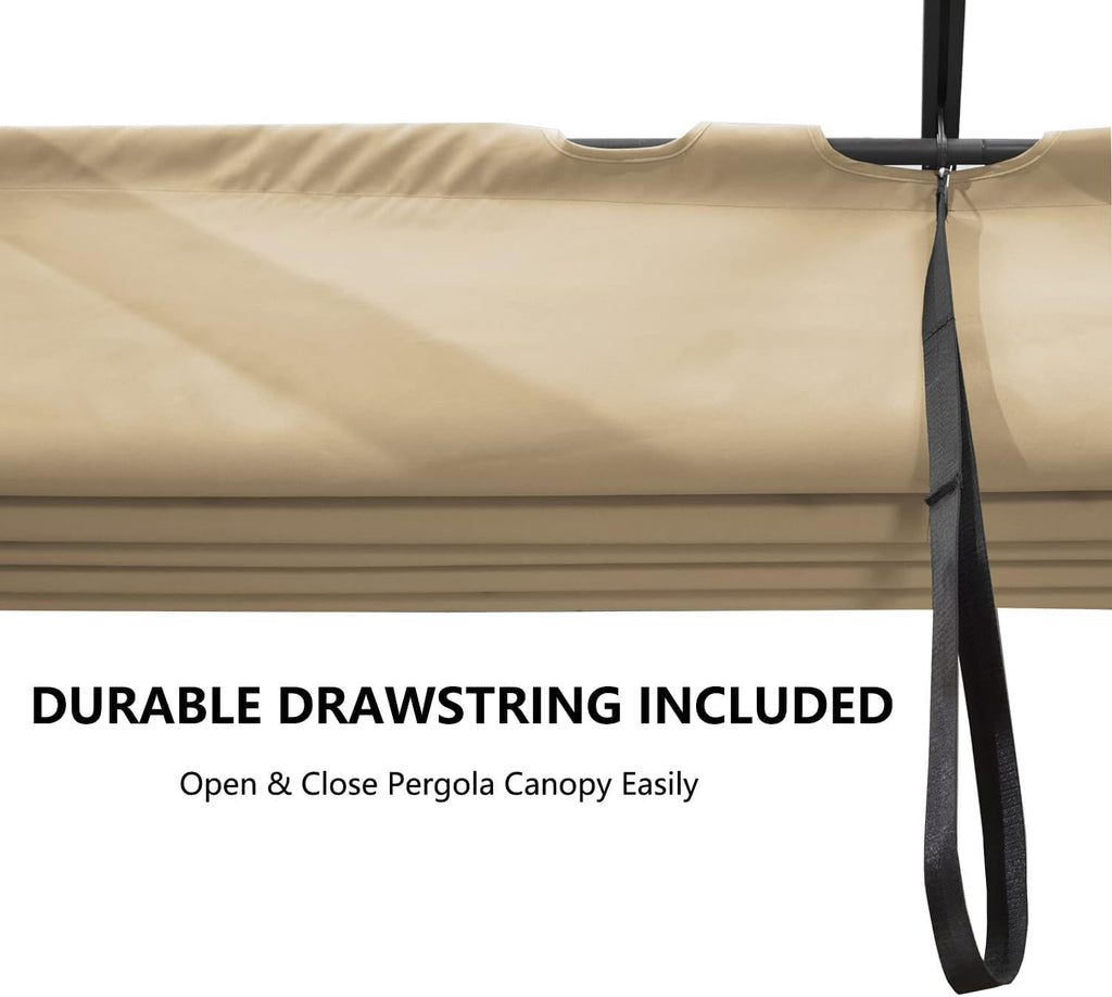 Pergola Shade Cover Replacement Canopy Top Compatible with 10 X 10 ft 6-Bar Pergola Frames - Beige (Canopy Size 116' W x 95' L, Canopy Top Only)