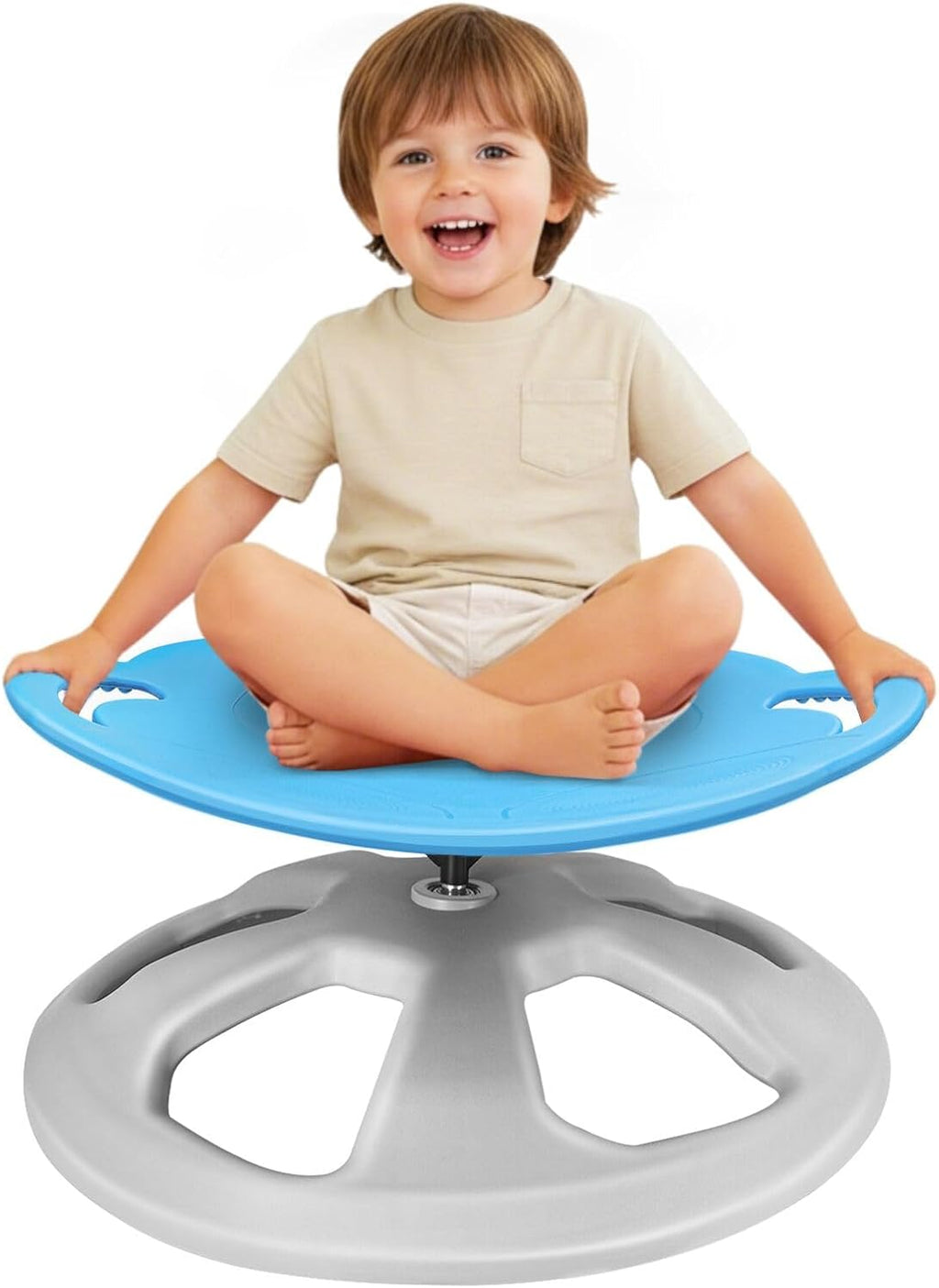 Zhenx Spinning Chair for Autistic Kids with Handles - 220LBS Capacity Sensory Swivel Seat - Sensory Toy for Teens with ADHD/Autism - Sit and Spin Calming Gift to Improve Focus & Body Balance (Blue)