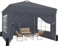 SANWAY 10x10 Pop Up Canopy Tent with Sidewalls x 4 – Easy Setup Canopy Tent, Waterproof, UV-Resistant, Portable with Carry Bag for Outdoor Events, Camping, and Backyard Parties – Dark Gray