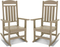 NAVINE Outdoor Rocking Chairs Set of 2, Oversized High Back Patio Rocking Chairs, All Weather Porch Rocking Chairs for Outside. Brown