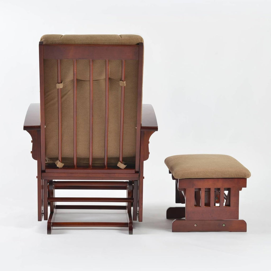 Glider Rocking Chair Nursery with Ottoman Smooth Rocking Motion, Easy to Assemble, Solid Hardwood Base Indoor Adult (Coffee)