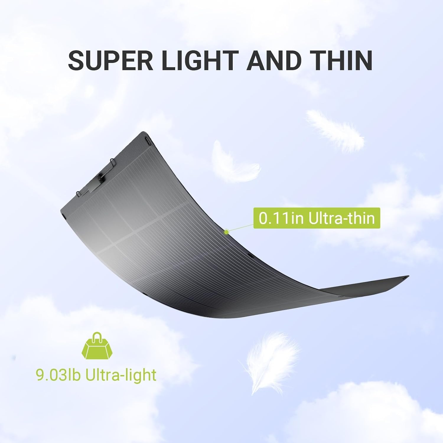 ALLPOWERS SF200 200W Flexible Solar Panel, Ultra-Thin 3mm Bendable Monocrystalline Solar Charger, 25% Efficiency IP68 Waterproof for RV Roof, Camping, Marine Use