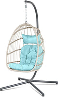 Econohome Hanging Egg Chair with Stand - Indoor/Outdoor Swing Hammock Chair with Plush, Washable Cushions, 350LBS Capacity, Ideal for Relaxation in Bedrooms, Balconies, Gardens, and Patios