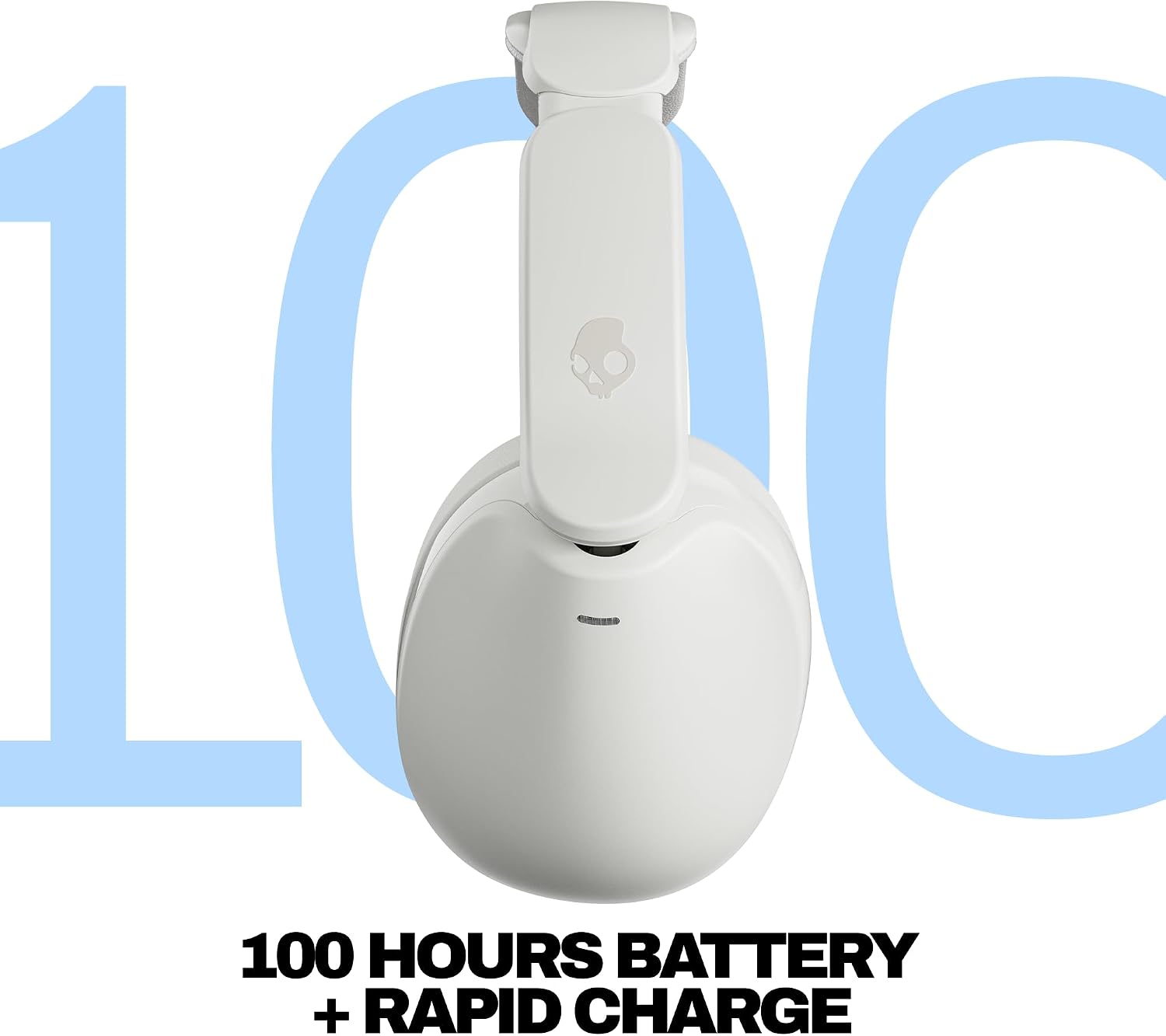 Skullcandy Hesh 360 Wireless Over-Ear Bluetooth Headphones, Up to 100 Hours Battery, Noise Isolating Fit, Flat-Folding Collapsible Design, Microphone iPhone Android - Bone