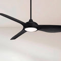 Possini Euro Design 60' Modern 3 Blade Large Propeller Indoor Outdoor Ceiling Fan with Light LED Remote Control Matte Black White Diffuser Damp Rated for Patio Exterior House Porch Gazebo Garage