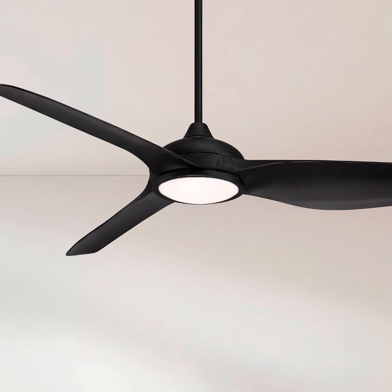 Possini Euro Design 60' Modern 3 Blade Large Propeller Indoor Outdoor Ceiling Fan with Light LED Remote Control Matte Black White Diffuser Damp Rated for Patio Exterior House Porch Gazebo Garage