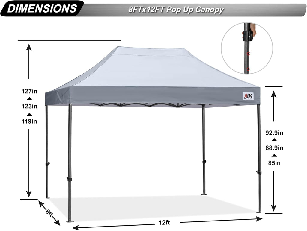 ABCCANOPY Patio Pop Up Canopy Tent 8x12 Commercial-Series (Gray)
