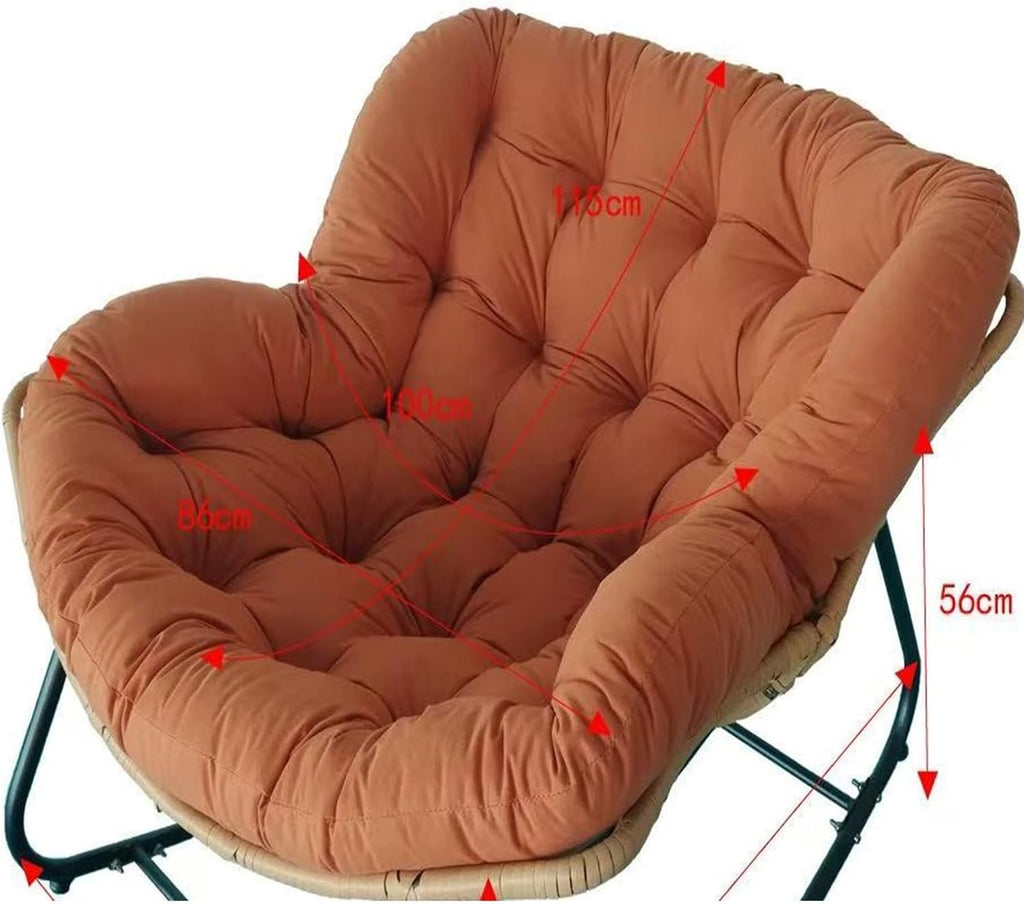 Indoor Outdoor Rocking Chair Cushion(Only Cushion),Waterproof Wicker Egg Chair Replacement Pad, Thick Papasan Seat Cushion for Patio, Porch, Balcony, or Garden(Brown)