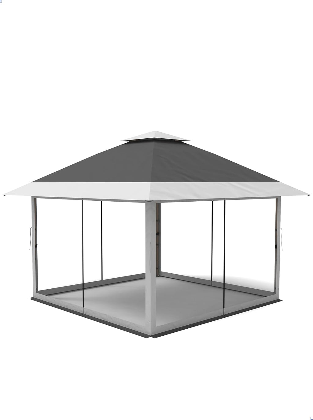 KYBOLT 12x12 Pop Up Gazebo Instant Canopy Tent with Netting 4 Stanbags Outdoor Shelter for Lawn, Garden, Backyard, Deck (Charcoal Grey + Light Grey)