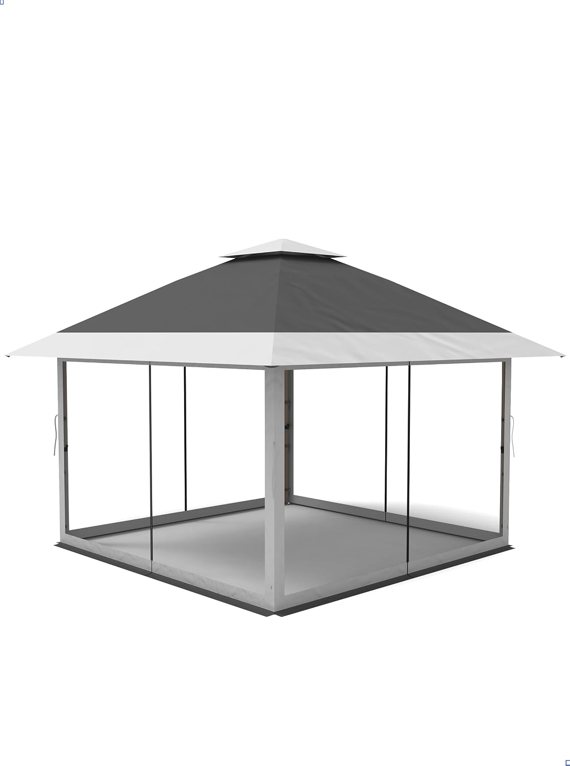 KYBOLT 12x12 Pop Up Gazebo Instant Canopy Tent with Netting 4 Stanbags Outdoor Shelter for Lawn, Garden, Backyard, Deck (Charcoal Grey + Light Grey)