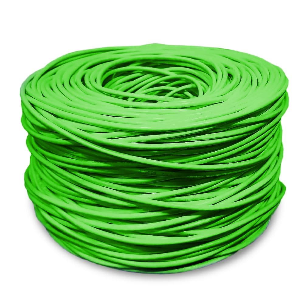 Dripstone CAT6 Ethernet Cable 1000ft Bulk Network LAN Wire 23AWG Solid UTP 550MHz High-Speed Internet Cable Gaming, Streaming, Office, Home Use, Pull Box, Cat6 Bulk, Stable Connectivity - Neon Green