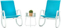 Kozyard 3-Piece Outdoor Rocking Chair Set, Patio Bistro Set 2 Sling Rockers with Side Table, Powder-Coated Aluminum Frame, Breathable Textilene Fabric for Porch, Garden, Balcony Blue