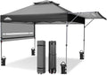 EAGLE PEAK 17x10 Pop up Gazebo Canopy Tent Outdoor Instant Canopy Shelter with Adjustable Dual Half Awnings (Gray)
