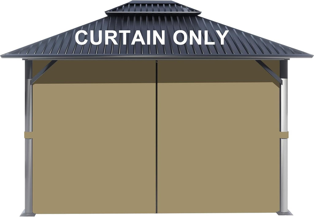 BPS 12' x 16' Gazebo Privacy Curtains with Double Zipper, 4-Panels Side Wall Universal Gazebo Side Panels Replacement for Patio, Outdoor Canopy, Garden and Backyard (Curtain Only)